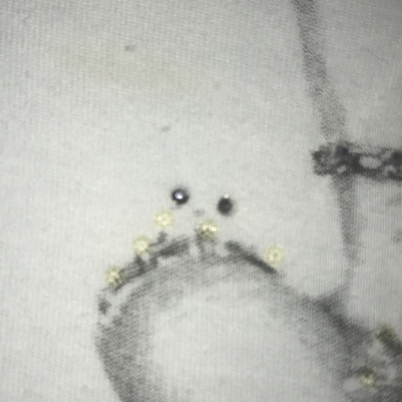 ARAN’S DEN hand peace sign ”flawless” sparkling crop top white semi sheer size L - Picture 10 of 11